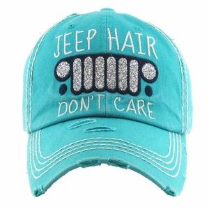 “JEEP HAIR DON'T CARE" Washed Vintage Style Distressed Ball Cap